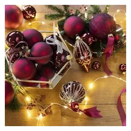 Kaemingk Weihnachtskugeln Glas 4cm x 18 Stück kleine Christbaumkugeln Ochsenblut
