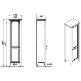 Vitra Valarte Hochschrank 53,5 x 39,5 x 196,5 cm Stahlblau Glas, MDF