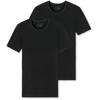 SCHIESSER Herren T-Shirt 2er Pack - 95/5 Organic Cotton Shirt, Shirt, Schwarz L