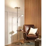 Stehlampe Wohnzimmer Mit Tisch & Leselampe, Platzsparende Led Stehleuchte Dimmbar, 4 Farbtemperaturen, Stehlampe Mit Ablage, Fernbedienung & Touch, 1H Timer, Moderne Standlampe Nickel Matt