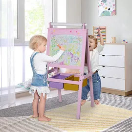 Homcom Kinderstaffelei, Rosa Holz, 50.5x118x58.5 cm,