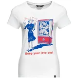 Queenkerosin Print-Shirt Keep Your Love Cool (1-tlg) mit 50s Style Comic Art weiß XL