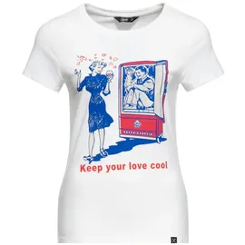 Queenkerosin Print-Shirt Keep Your Love Cool (1-tlg) mit 50s Style Comic Art weiß XL