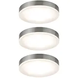 Paulmann 93564 LED Möbelleuchte Unity rund incl. 3x4,5 Watt Schrankleuchte Eisen gebürstet Schranklicht Metall, Acryl Küchenlampe 2700 K