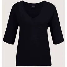 Madeleine Kurzarm Sommer-Shirt mit V-Ausschnitt in schwarz | Gr.: 34