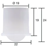Kugelrolle 0 soft ø 19 mm,Tiefe 19 mm, Kunststoff weiß