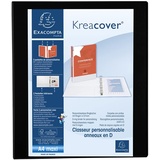 Exacompta 51842NE Ringbuch Kreacover A4+, 30mm, 4 Ringe Schwarz