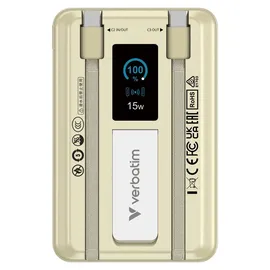 Verbatim 32274, Powerbank Lithium Polymer (LiPo), 10000 mAh, Kabelloses Aufladen, Gold
