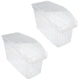 2er Set Aufbewahrungskorb Transparent 17,5 x 29 x 13,5 cm Schrankkorb Regal Organizer Aufbewahrungsbox Ordnungskorb Kunststoff