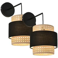 Lux.pro Wandleuchte 2er Set Southampton in Rattanoptik E14 Beige
