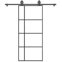 vidaXL Schiebetür mit Beschlag 90x205 cm ESG-Glas & Aluminium