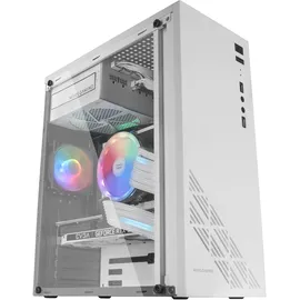 Mars Gaming MC100W, ATX Gaming Gehäuse, 1 FRGB Lüfter, Grilles + Window, Weiß