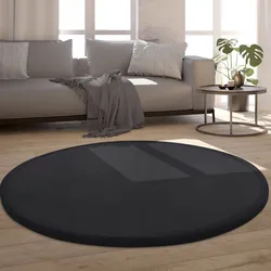 Teppich PACO HOME "Tatami 475", schwarz, H:24mm Ø:160cm, Polyester, Teppiche, Kurzflor, Uni Farben, mit Memory Foam, waschbar