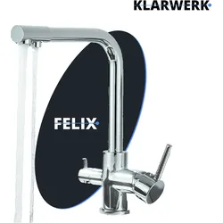 Felix | 3 Wege Premium Chrom glänzendTrinkwasser Armatur | Edelstahl Osmose Wasserhahn Küche |Mischbatterie - 360 Grad | Filter 3 Anschlüsse