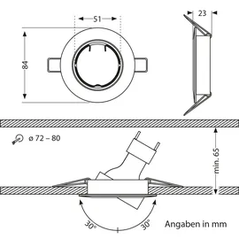 ledscom.de Deckeneinbaurahmen Circ 1 Aluminium chrom schwenkbar