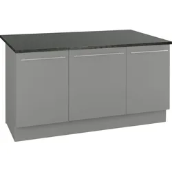 Kücheninsel OPTIFIT "Bern", grau (front: basaltgrau, korpus: basaltgrau, arbeitsplatte: anthrazit), B:160cm, Komplettküchen-Sets, mit durchgehender Arbeitsplatte als Theke, Breite 160 cm