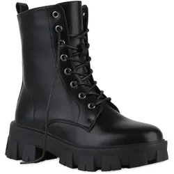 Damen Plateau Boots in Schwarz