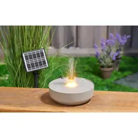 Northpoint Solar Springbrunnen Gartenbrunnen Wasserfontäne mit LED Beleuchtung Wasserspiel für Außenbereich Energieeffizient Umweltfreundlich Dekoration (Smooth Hellgrau/Beige)