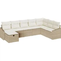 VidaXL Garten-Sofa-Set mit Kissen Beige Poly Rattan
