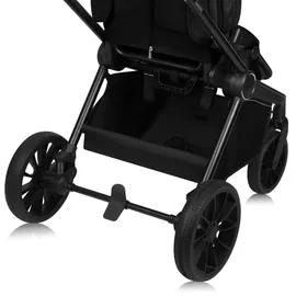 lionelo MIKA PLUS 3in1 bis 38 Monate (22kg), XXL-Verdeck mit UPF50+, 3-stufige Verstellung des Elterngriffs - Black Onyx - Schwarz