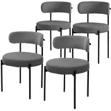 4er Set Esszimmerstühle Wohnzimmerstühle Küchenstühle Rückenlehne Stoff Grau