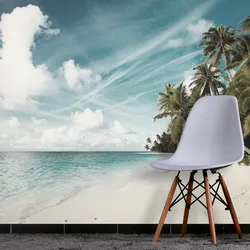 Fototapete QUEENCE "Strand und Meer", blau, B:360m H:250m, Vinyl, Tapeten, Wandpaneele, selbstklebend, Tapete, Sticker, Wanddeko, XXL-Fotomotiv
