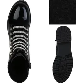 VAN HILL Damen Klassische Stiefeletten in Schwarz Lack