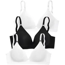 PETITE FLEUR Bralette-BH Damen 2xweiß+1xschwarz Gr.70A