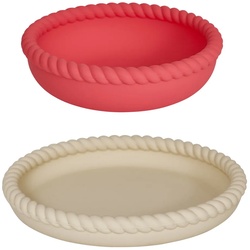 OYOY - Mellow Teller & Schüssel, vanilla / cherry red (2er-Set)