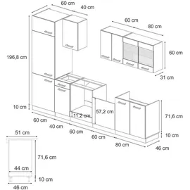 Vicco Küchenzeile R-Line 300 cm Marmor Braun