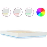 vidaXL Bettgestell mit LED Weiß 140x200 cm