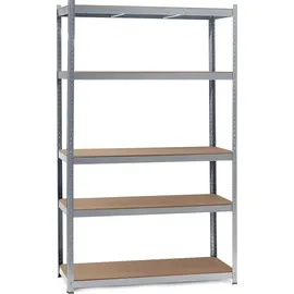 Wiltec Schwerlastregal 120x50x204cm, 200kg/Ablage, Steckregal verzinkt aus Stahl, Lastenregal mit 5 Ablagen, Werkstattregal