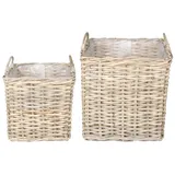 vidaXL Pflanzer Korb mit Speicher 2 pcs  Grau Lacak Rattan 40 x 30 x 20 cm grau
