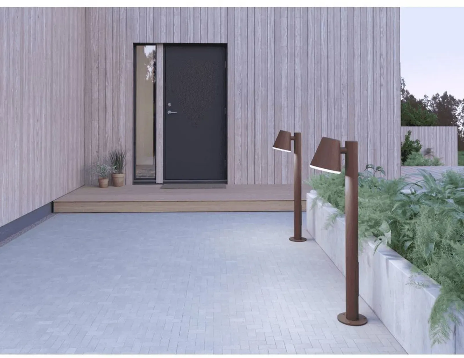 Außenleuchte Belid, dimmbar, Braun / Rost, für Terrasse, Metall - 102.9