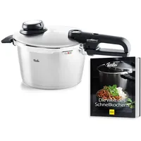 Fissler Vitavit Premium/Schnellkochtopf-Set (4,5 L, Ø 22 cm) + Gratis Dämpf-Einsatz & Schnellkochtopf-Buch, Edelstahl-Dampfkochtopf,4-Garstufen - Induktion