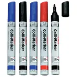 Herlitz 5 Herlitz Permanentmarker "Colli Marker" / 1-4mm / 2x schwarz, 2x blau, 1x rot