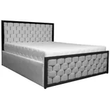 e-meubles Möblo Polsterbett, Hellgrau, Metall, 160x200 cm, Schlafzimmer, Betten