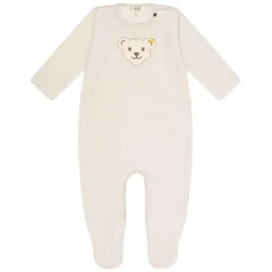Steiff Baby Strampler - Body, Baumwolle, Bär, Logo, Druckknöpfe, langarm, einfarbig Beige 62