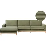 Beliani 4-Sitzer Ecksofa Rechts Grün Cord-Stoffbezug mit Breiten Hohen Armlehnen Hohe Rückenlehne Diecke Sitzkissen Modern Wohnzimmer Stoffsofa - Grün/Braun