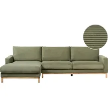 Beliani 4-Sitzer Ecksofa Rechts Grün Cord-Stoffbezug mit Breiten Hohen Armlehnen Hohe Rückenlehne Diecke Sitzkissen Modern Wohnzimmer Stoffsofa - Grün/Braun