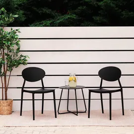 Homestyle4u Gartenstuhl Schwarz, Kunststoff 41x80x51 cm, Gartenmöbel, Gartenstühle, Gartenstühle