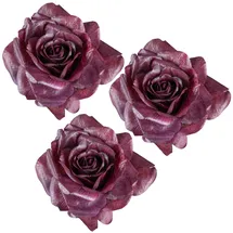 Creativ green Kunstpflanze CREATIV GREEN "Clip mit Rose", rot (dunkelrot), H:3cm Ø:18cm, Kunststoff, Kunstpflanzen, Kunstpflanze, mit Clip