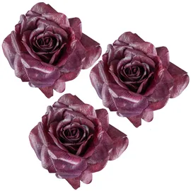 Creativ green Kunstpflanze CREATIV GREEN "Clip mit Rose", rot (dunkelrot), H:3cm Ø:18cm, Kunststoff, Kunstpflanzen, Kunstpflanze, mit Clip