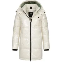 Ragwear Warmer Damen Wintermantel Shiny Steppmantel aus glänzendem Material mit Kapuze Roobie Long YOUMODO Off White Gr. XXL (44), weiß (sanftes weiß), Obermaterial: 100% Nylon, Innenfutter: 100% Polyester, Wattierung: 100% Polyester, gerade ca.