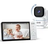 GHB Babyphone mit Kamera 5 Zoll 350° Rotation 5000mAh Nachtsicht VOX-Modus Digitalzoom Gegensprechen Temperaturanzeige 720p