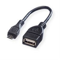 Value USB 2.0 USB-Micro-B Stecker, USB-A Buchse 0.15 m USB 2.0 Typ Micro B - Typ A BU, OTG