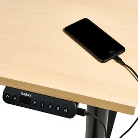 Beliani Schreibtisch Hellbraun u. Schwarz Melamin 120x60cm Elektrisch Höhenverstellbar Rechteckig USB Metallgestell Modern Büro Steh-sitz Stehtisch