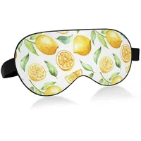 Wasserfarbene gelbe Zitronen-Schlafaugenmaske, Schlafmaske und Augenbinde mit elastischem Stirnband, weicher, komfortabler Augenschutz-Schlafbezug für Reisen, Yoga-Nickerchen