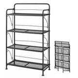 COSTWAY Blumenständer (1 St), klappbares Pflanzenregal, Blumenregal, aus Metall schwarz