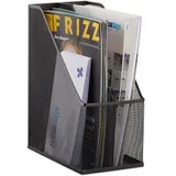 Relaxdays Stehsammler, 2 Fächer, Metallgeflecht, robuster Stehordner A4 - C4, Archivbox, Ablage für Dokumente, Schwarz